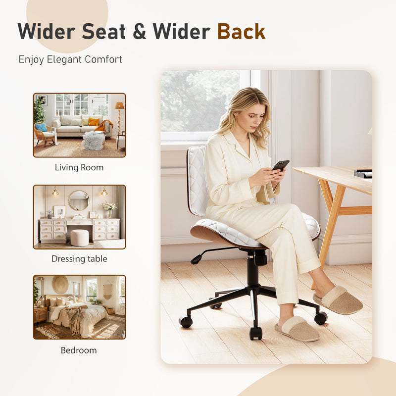 Armless Small Desk Chair with Wheels