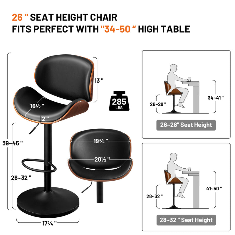 Upholstered Bar Stool Set Of 2 With Footrest