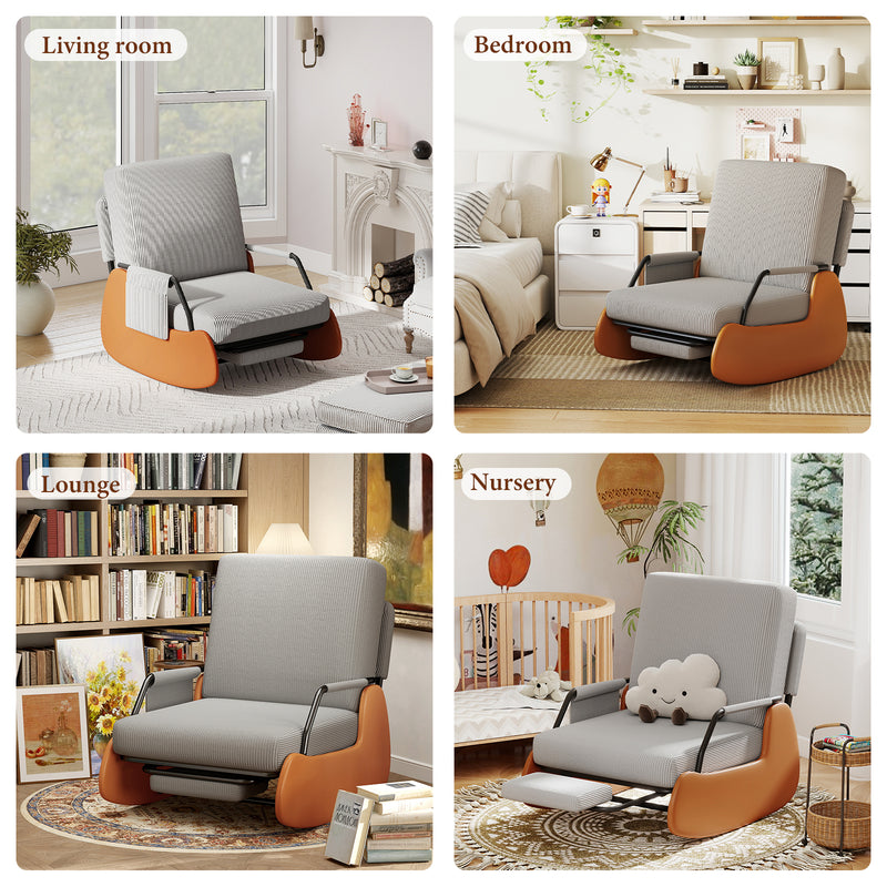 Upholstered Nursery Glider Chair with Adjustable Recline & Retractable Footrest