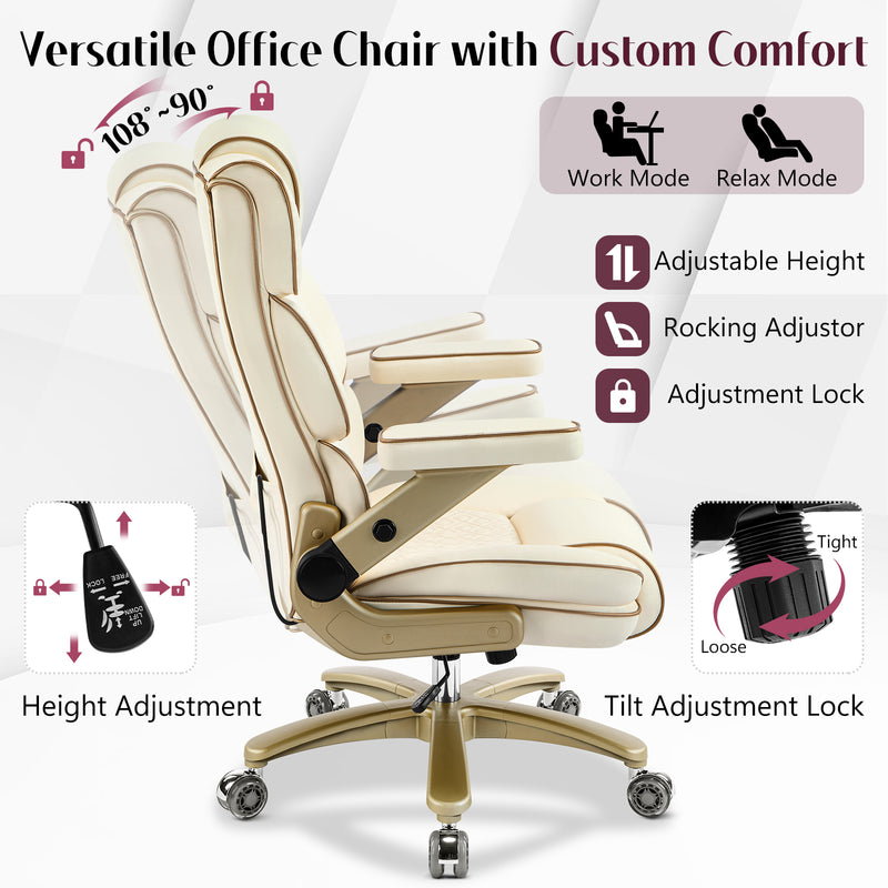 Heavy Duty Leather Ofifice Chair with 5D Armrests Comfortable Seat