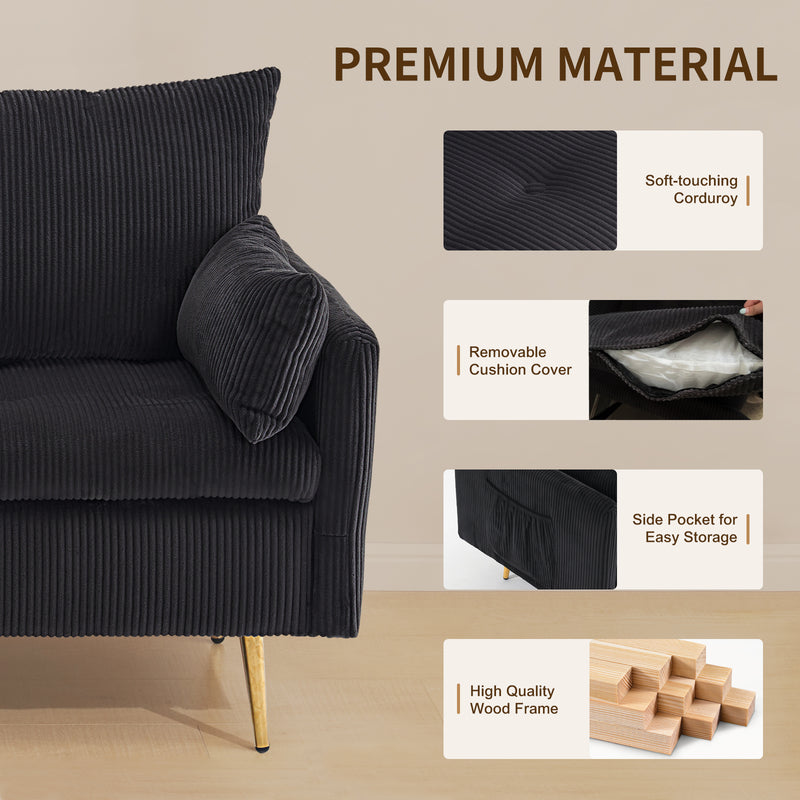 Furniliving Corduroy Upholstered Loveseat With Storage