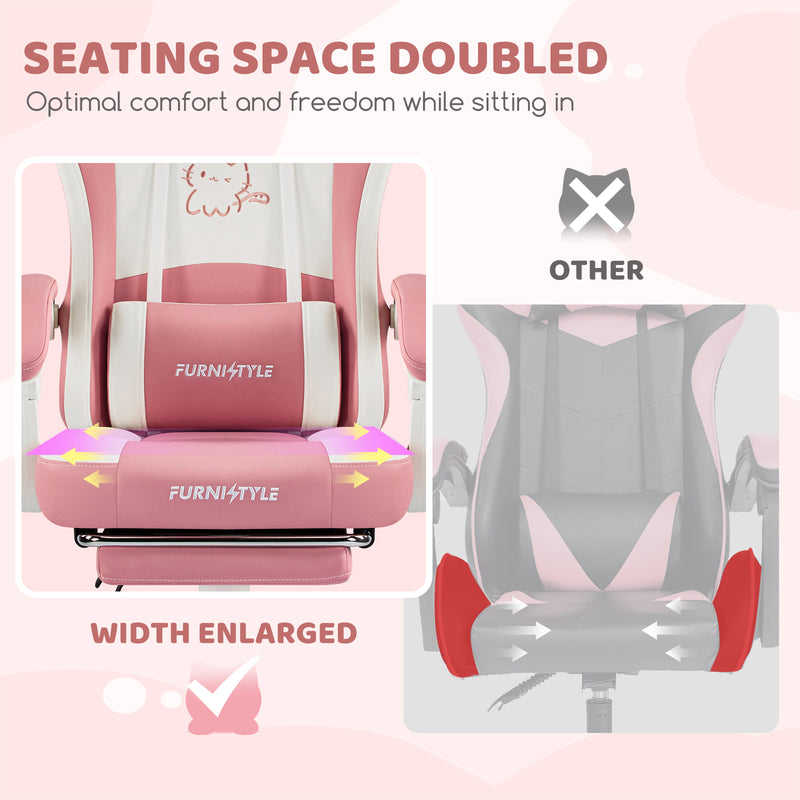 Comfy Girly Video Game Chair With Cat Ears