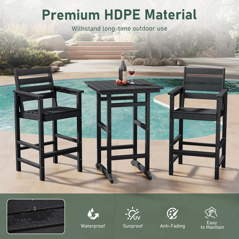 Outdoor Tall Adirondack Bar Chairs Set of 2,All-Weather HDPE Outdoor Bar Stools For Poolside