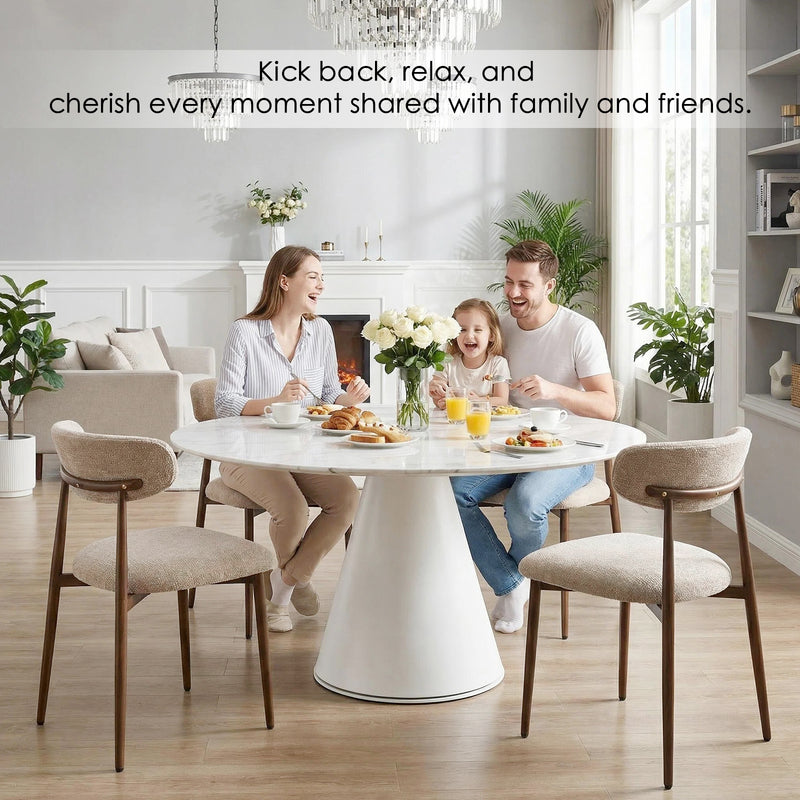 Modern Dining Chairs Set Of 2,Upholstered Kitchen Chairs With Walnut Grain Metal Legs