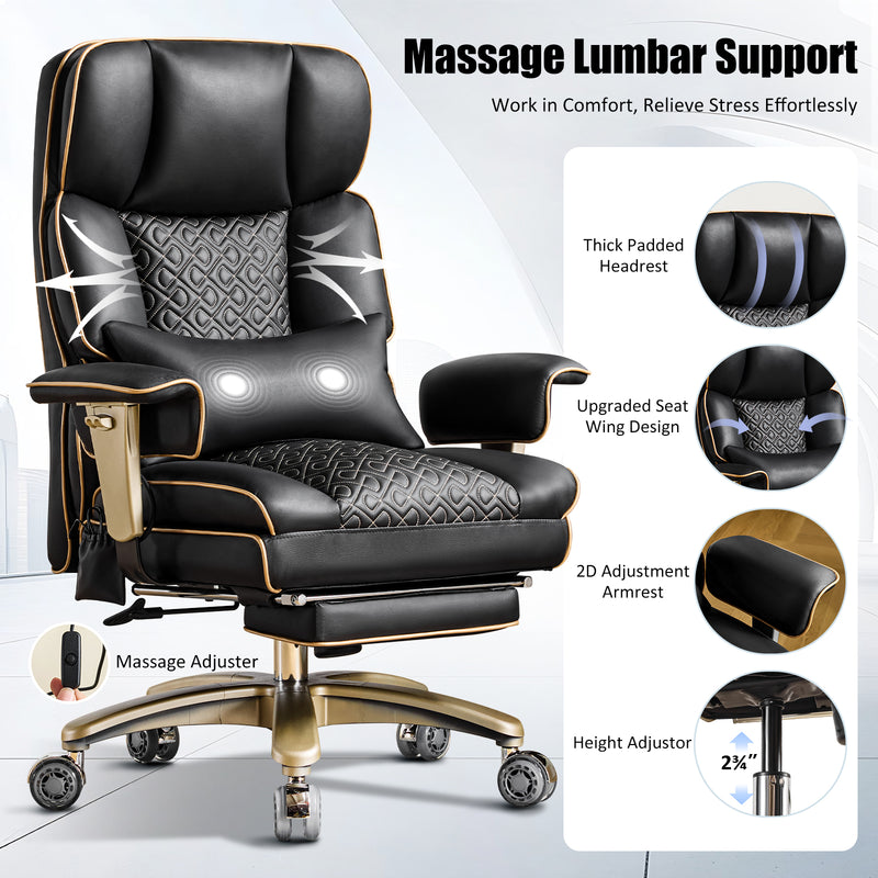 Furniliving Modern Big Tall Executive Office Chair Pu Leather Office Desk Chair With Footrest