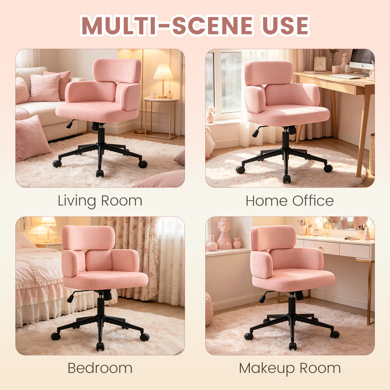 Swivel Accent Dining Chair ，Upholstered Vanity Chair With Arms