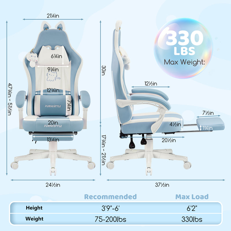 Comfy Girly Video Game Chair With Cat Ears