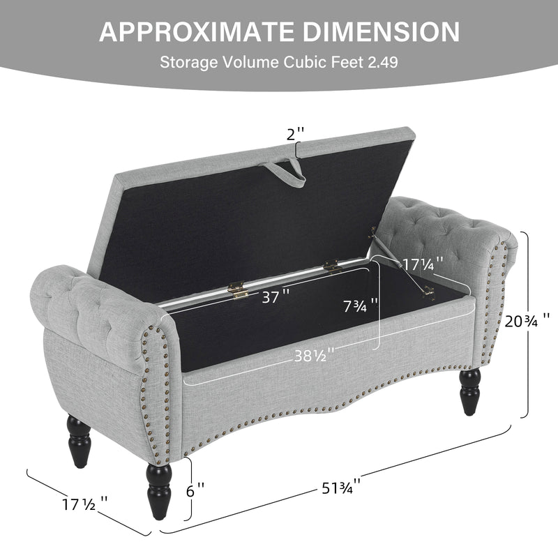 Zakhar Nailhead Tufted Storage Bedroom Bench