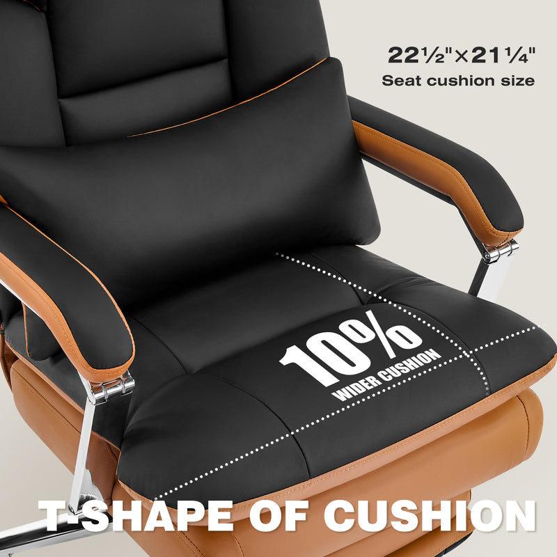Furniliving faux leather office chair with footrest