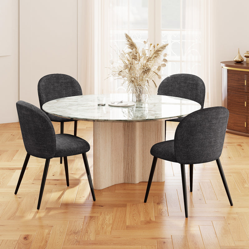 2-PCS Modern Chenille Dining Chairs Comfortable Armless Chairs With Mid Backrest