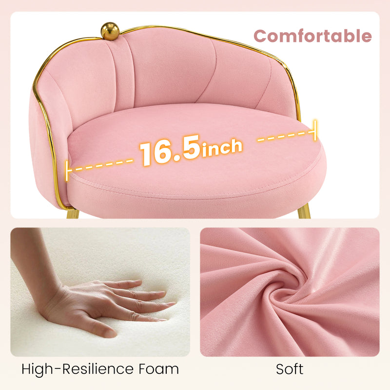 Furniliving Cute Vanity Chair With Golden Legs