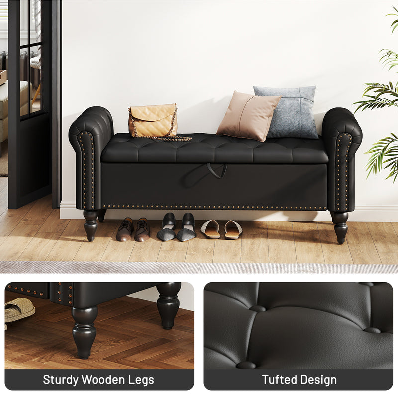 Zakhar Button Tufted Storage Bedroom Bench