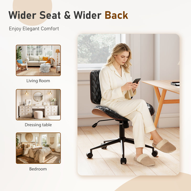 Armless Small Desk Chair with Wheels