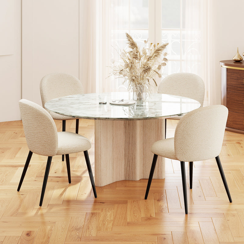 2-PCS Modern Chenille Dining Chairs Comfortable Armless Chairs With Mid Backrest
