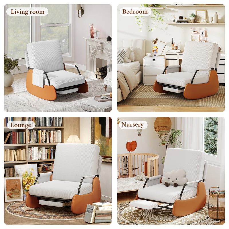 Upholstered Nursery Glider Chair with Adjustable Recline & Retractable Footrest