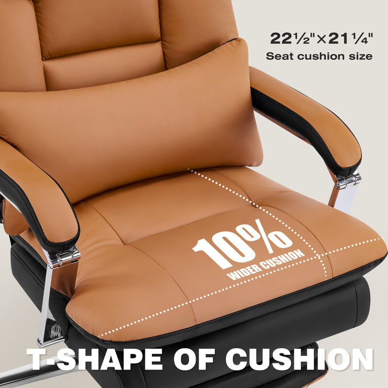 Furniliving faux leather office chair with footrest