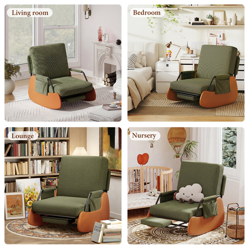 Upholstered Nursery Glider Chair with Adjustable Recline & Retractable Footrest