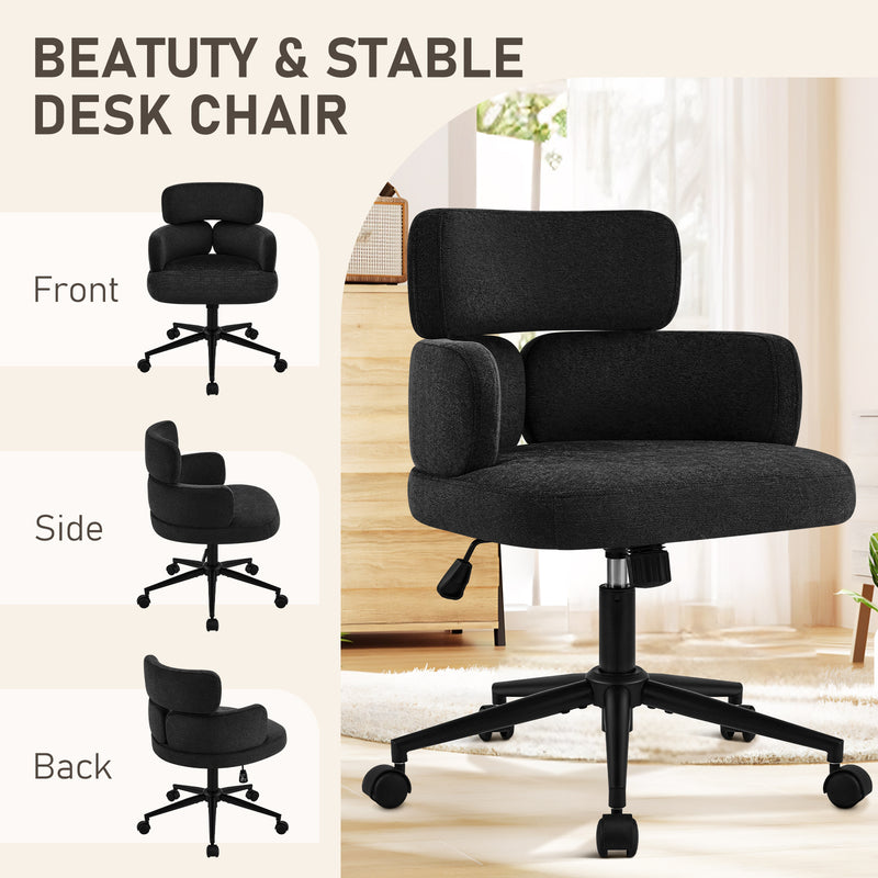 Swivel Accent Dining Chair ，Upholstered Vanity Chair With Arms