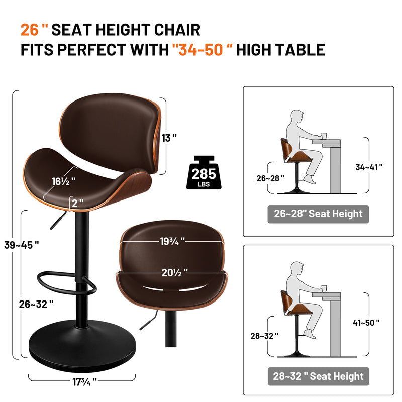 Upholstered Bar Stool Set Of 2 With Footrest