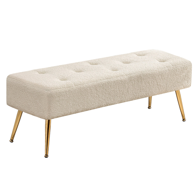 44.75" End of Bed Bench,Modern Tufted Velvet Ottoman Bench With Gold Legs