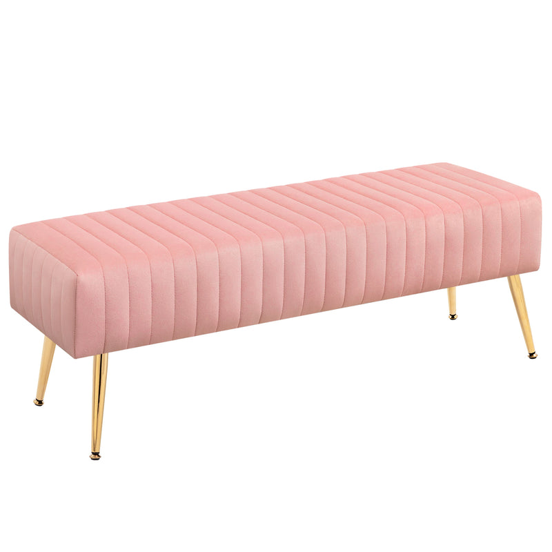 44.75" End of Bed Bench,Modern Tufted Velvet Ottoman Bench With Gold Legs