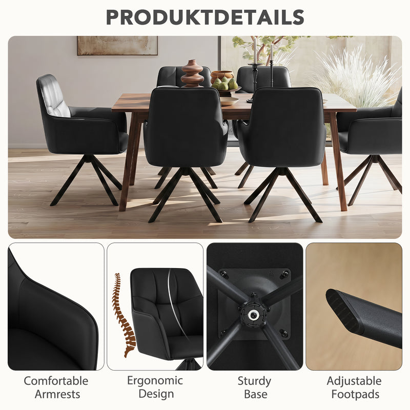 Comfortable Ergonomic Swivel Dining  Chairs Set  Of 2 for Kitchen