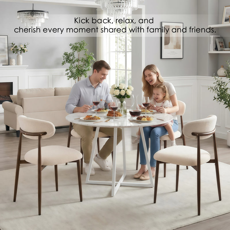 Modern Dining Chairs Set Of 2,Upholstered Kitchen Chairs With Walnut Grain Metal Legs