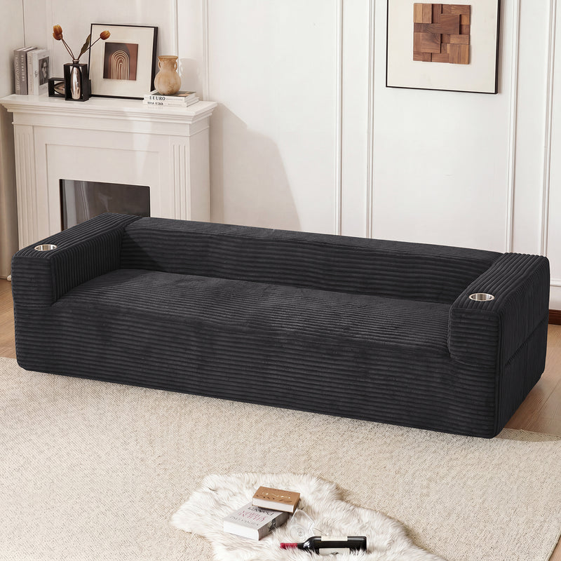 92'' Oversize boneless Sofa,Modern Loveseat with Cup Holder