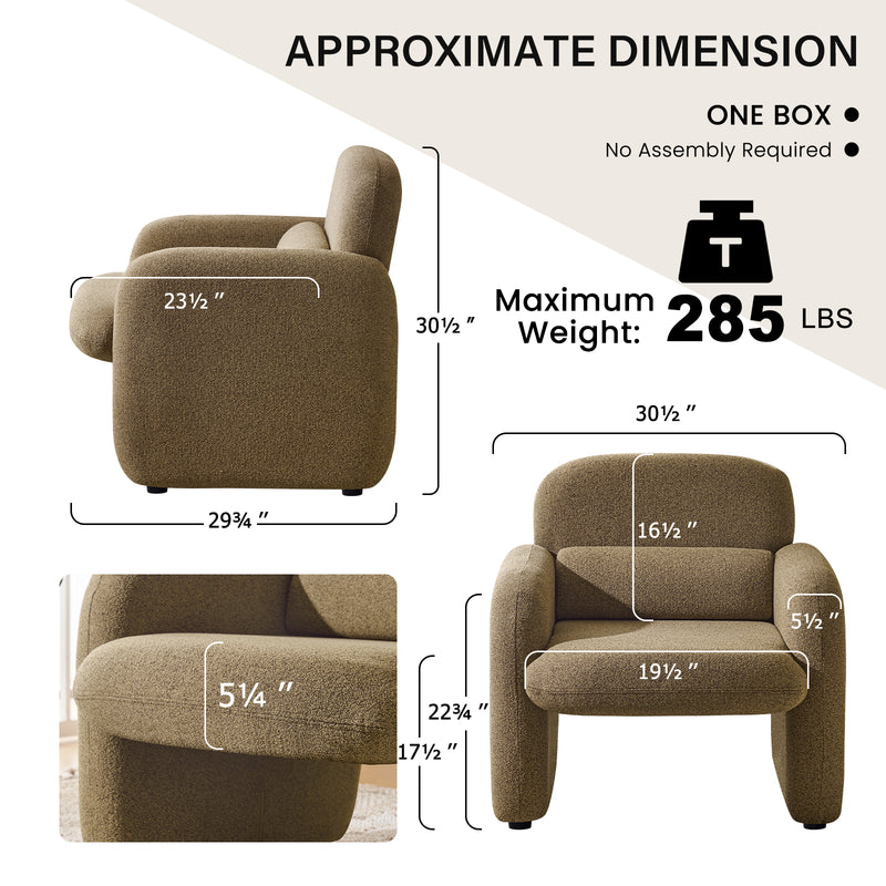 Wide and Deep Seat Chenille Lounge Chair,