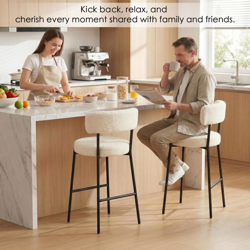 38’’ Upholstered Bar Chairs With Curved Backrest Set Of 2