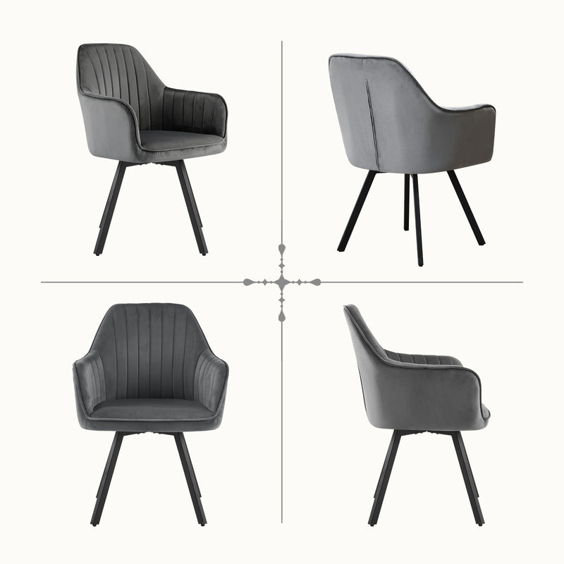 Furniliving 2-Pcs Mid Century Dining Chairs Upholstered Dining Room Chairs With Armrest