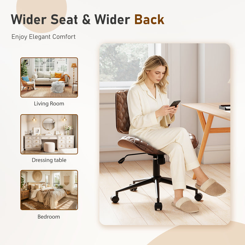 Armless Small Desk Chair with Wheels