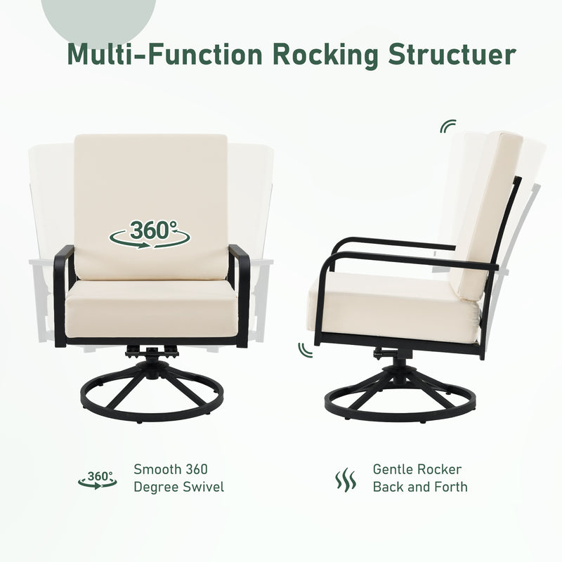 3 Piece Outdoor Bistro Set, 360° Swivel Rocking Chairs and Side Table