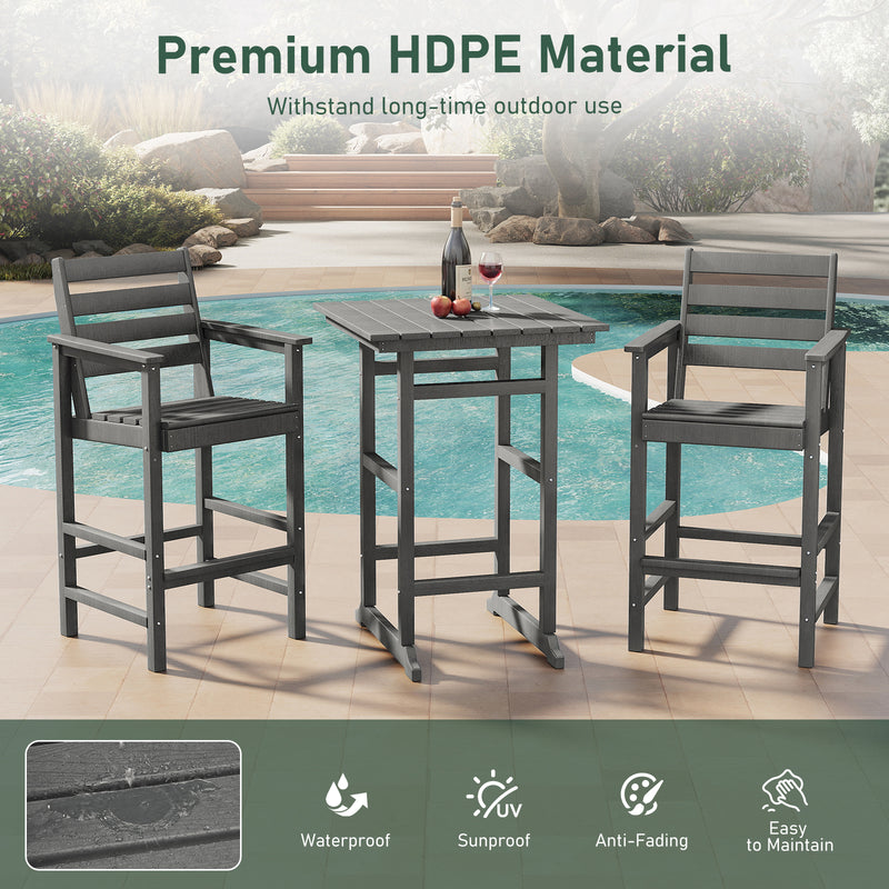Outdoor Tall Adirondack Bar Chairs Set of 2,All-Weather HDPE Outdoor Bar Stools For Poolside