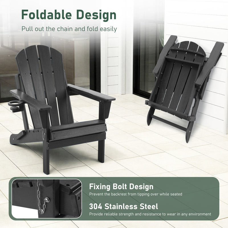 Folding Adirondack Chairs Set of 2, Outdoor HDPE Patio Chairs