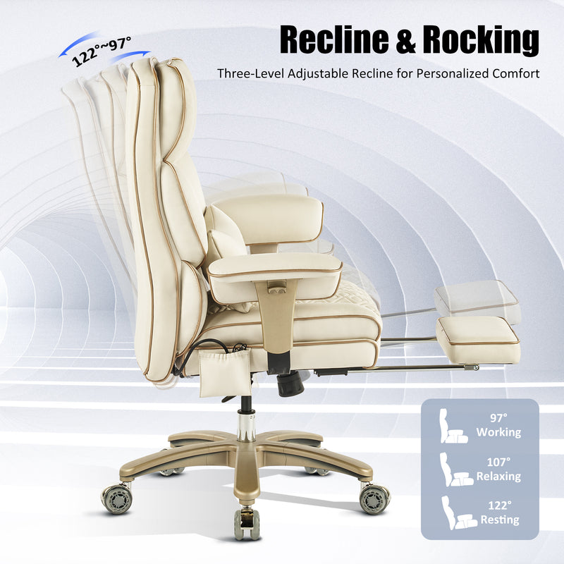 Furniliving Modern Big Tall Executive Office Chair Pu Leather Office Desk Chair With Footrest
