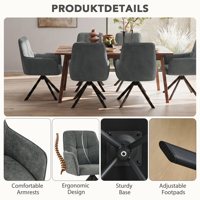 Comfortable Ergonomic Swivel Dining  Chairs Set  Of 2 for Kitchen