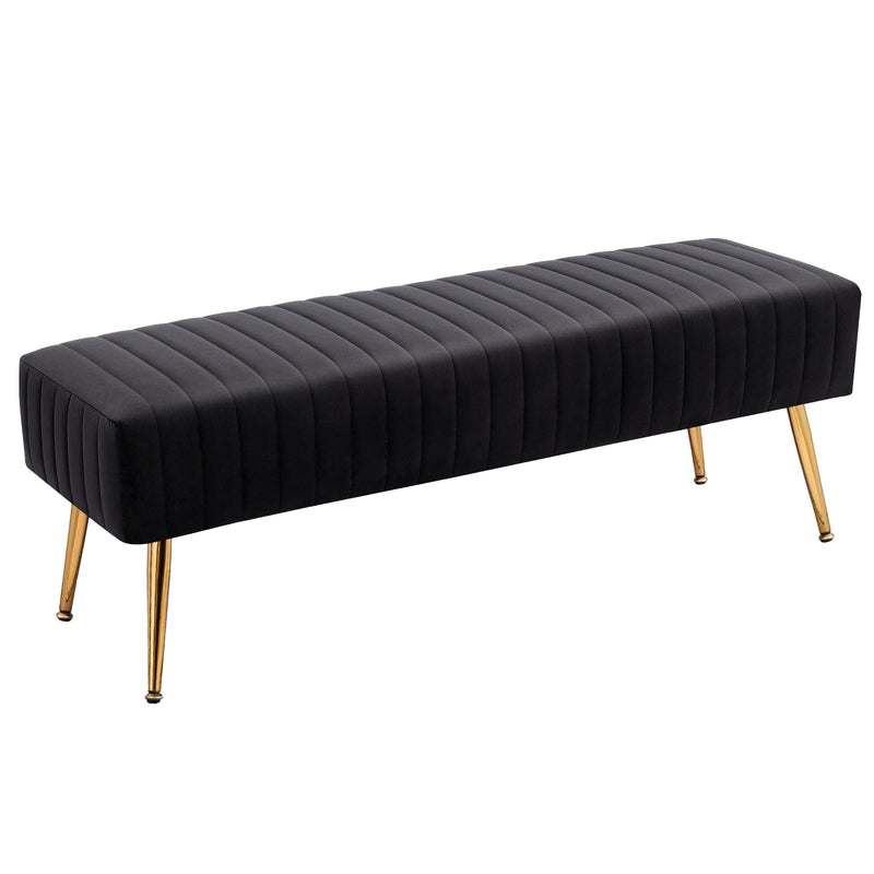 44.75" End of Bed Bench,Modern Tufted Velvet Ottoman Bench With Gold Legs