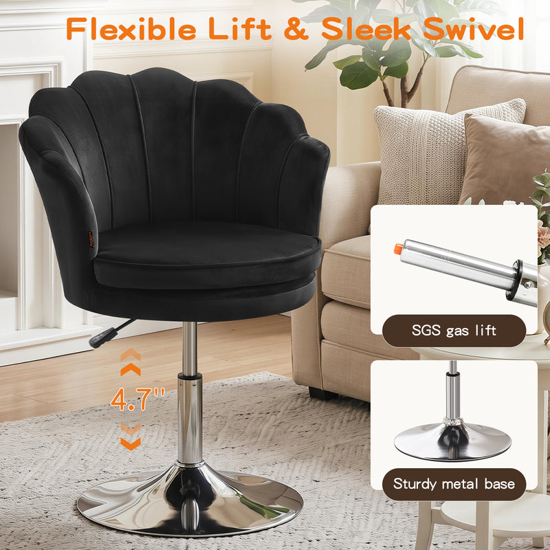 Swivel Makeup Chair with Ergonomic Lotus-Shaped Backrest