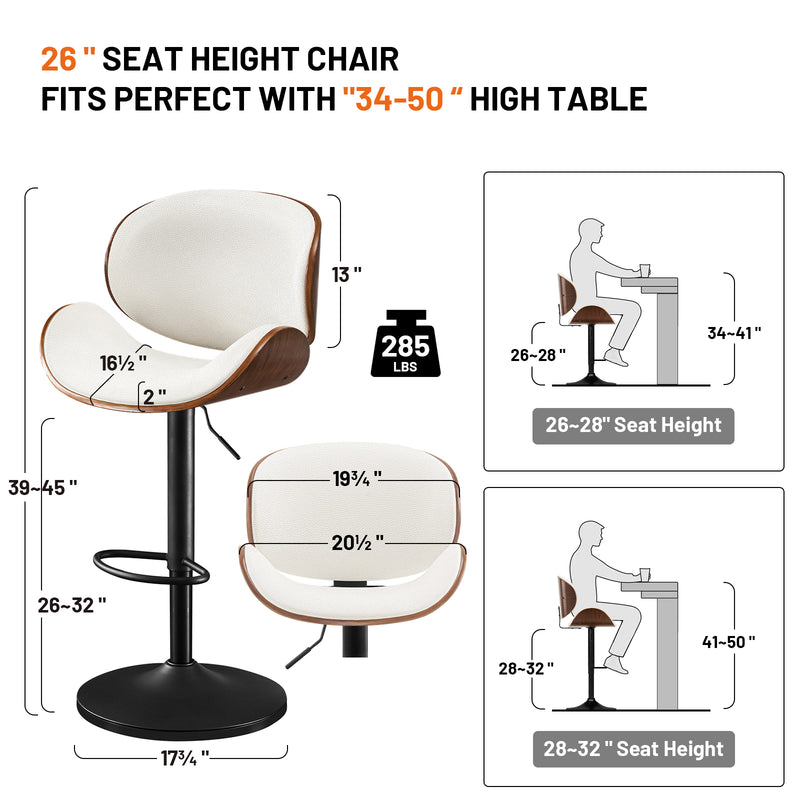 Upholstered Bar Stool Set Of 2 With Footrest
