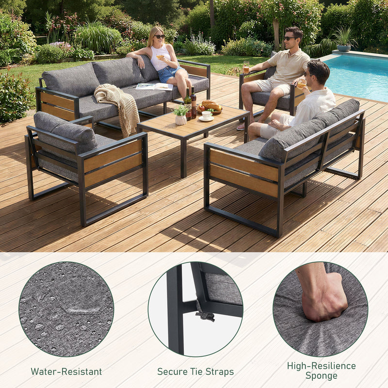 Furniliving  Patio Furniture Set, 2-Piece Steel Outdoor Sectional, 2-Seats Patio Conversation Set with Deep Seating