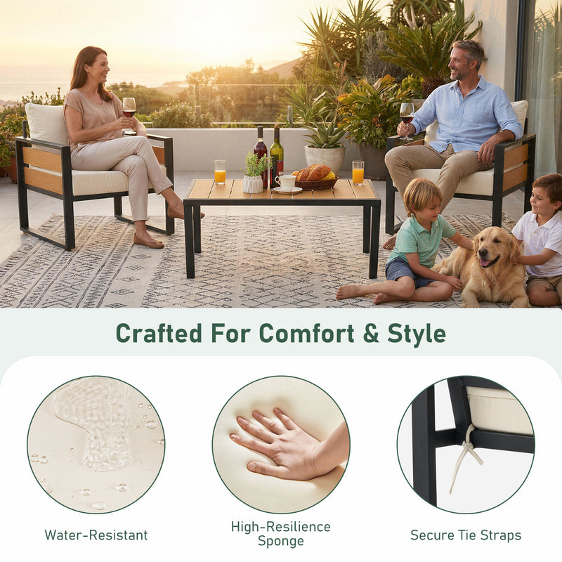 Furniliving  Patio Furniture Set, 2-Piece Steel Outdoor Sectional, 2-Seats Patio Conversation Set with Deep Seating