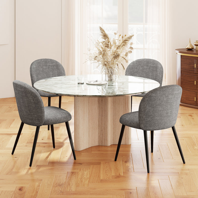 2-PCS Modern Chenille Dining Chairs Comfortable Armless Chairs With Mid Backrest
