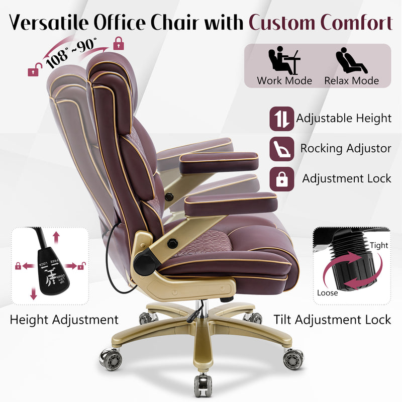 Heavy Duty Leather Ofifice Chair with 5D Armrests Comfortable Seat