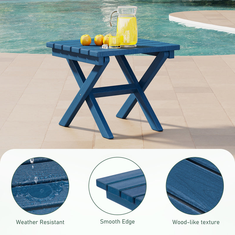 Furniliving 18'' Foldable Square Outdoor Coffee Table ,HDPE  All-Weather Waterproof Camping Table