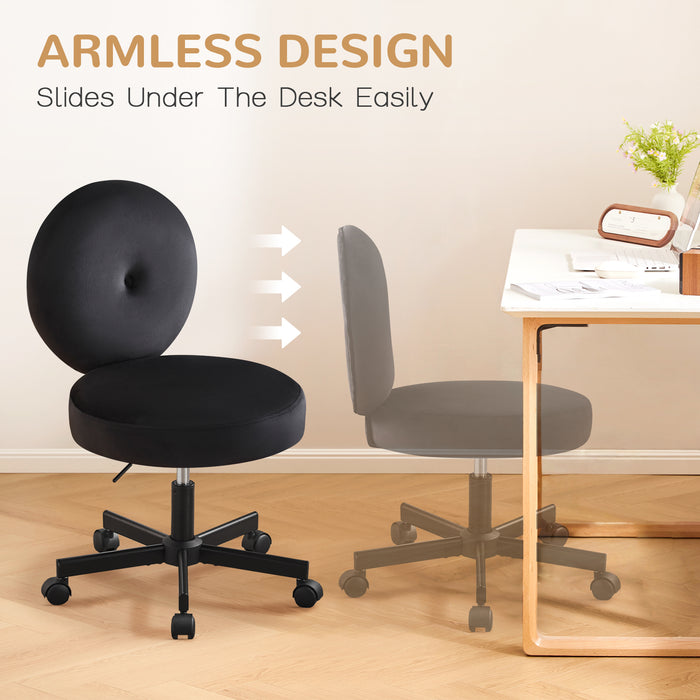 Velvet Vanity Chair with Casters