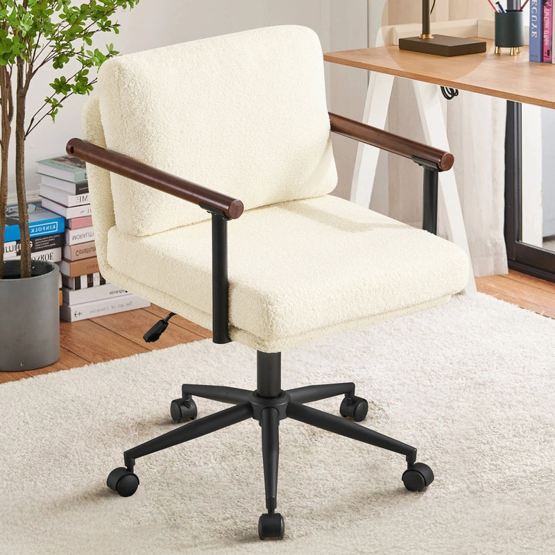 Home Office Desk Chair With Swivel,Adjustable Arm Chair With Mid Backrest