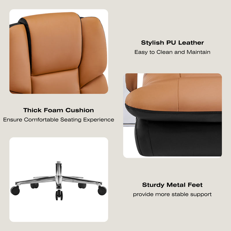 Furniliving faux leather office chair with footrest