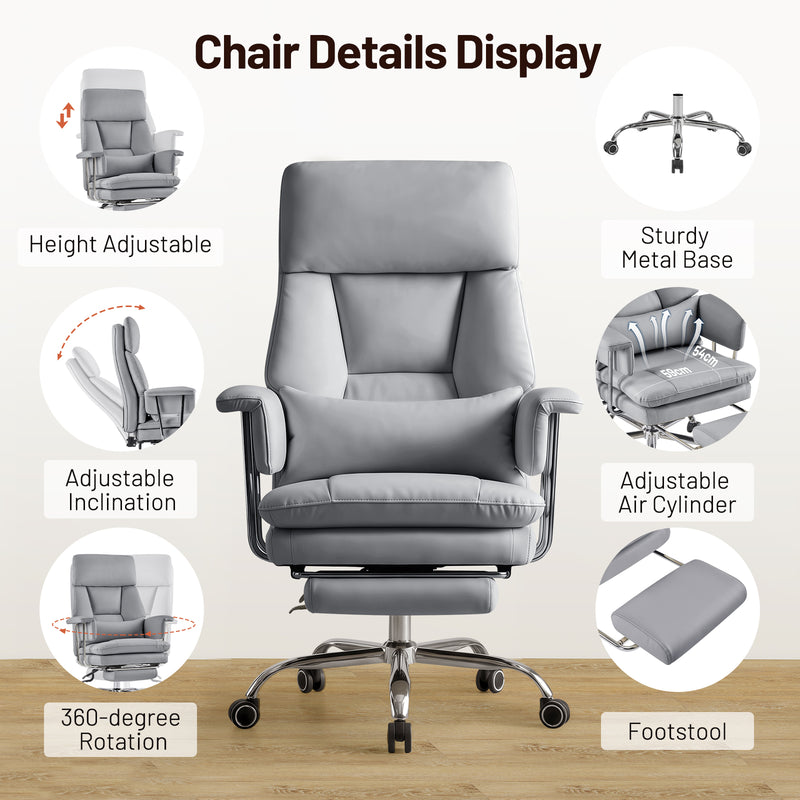 PU Leather High Back Executive Office Chair with Adjustable Lumbar Support