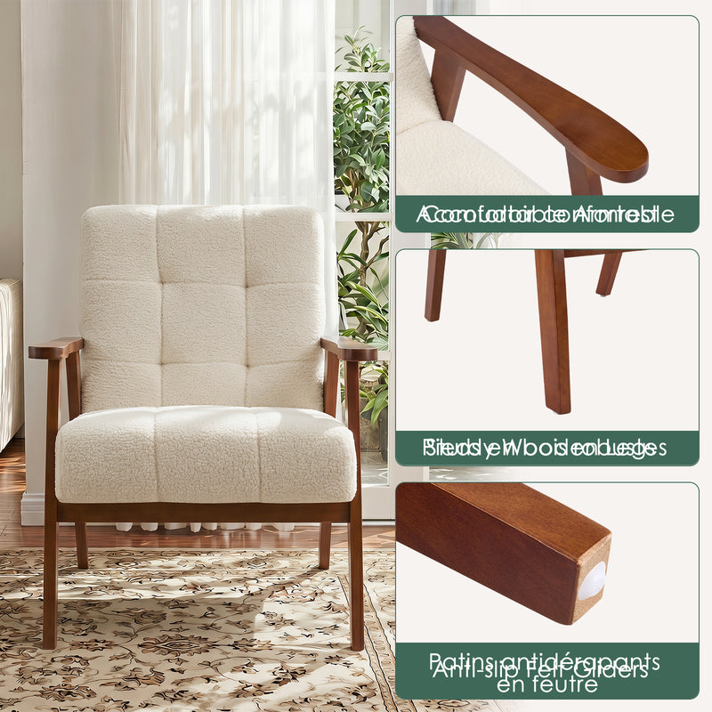 Modern PU Leather Accent Chair With Solid Wood Frame